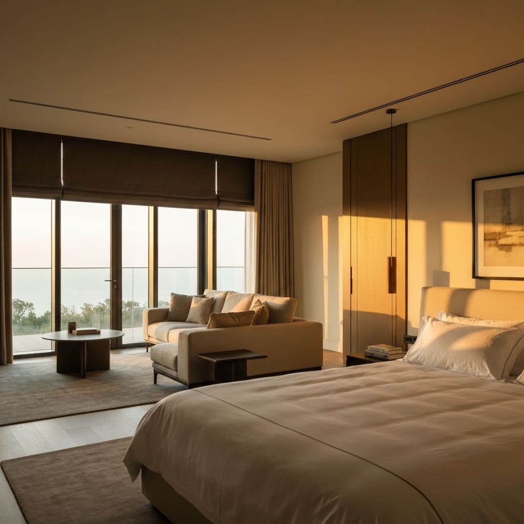 Interior luxuoso com iluminação ambiente